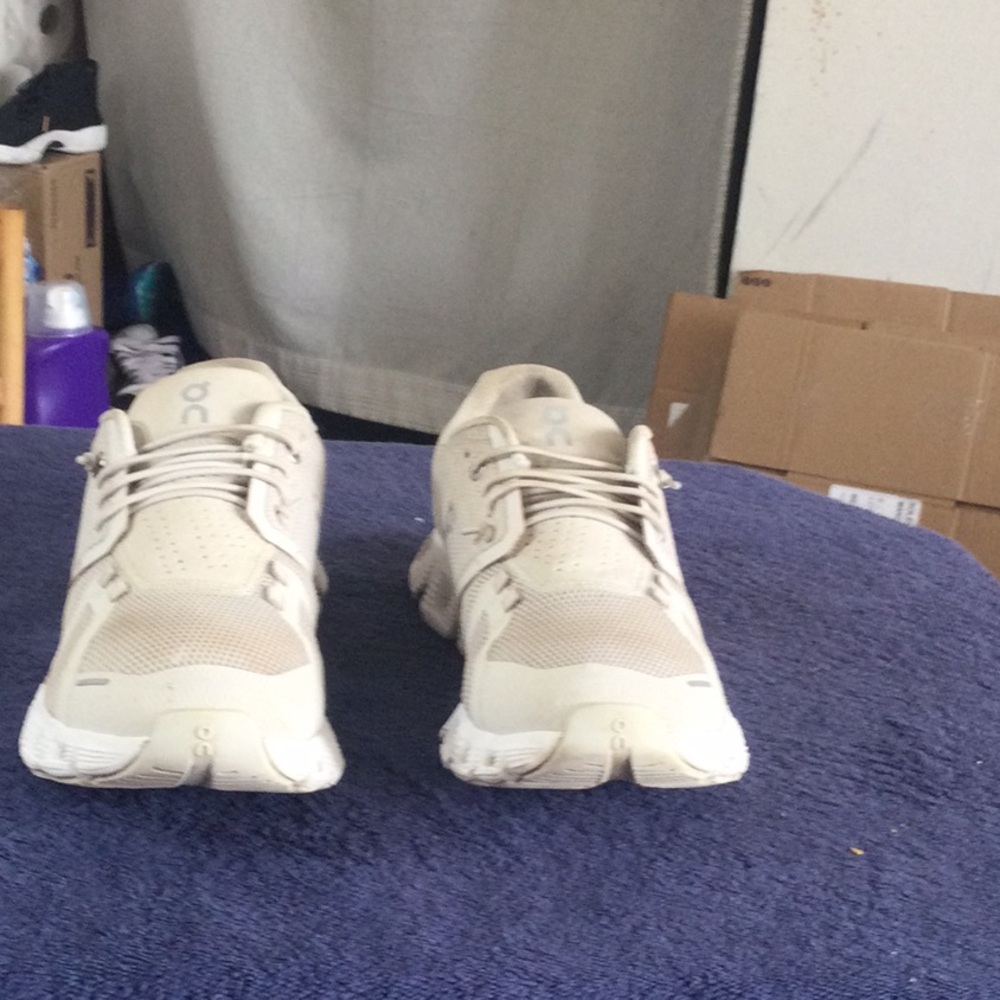 On Cloud Beige Running Sneakers